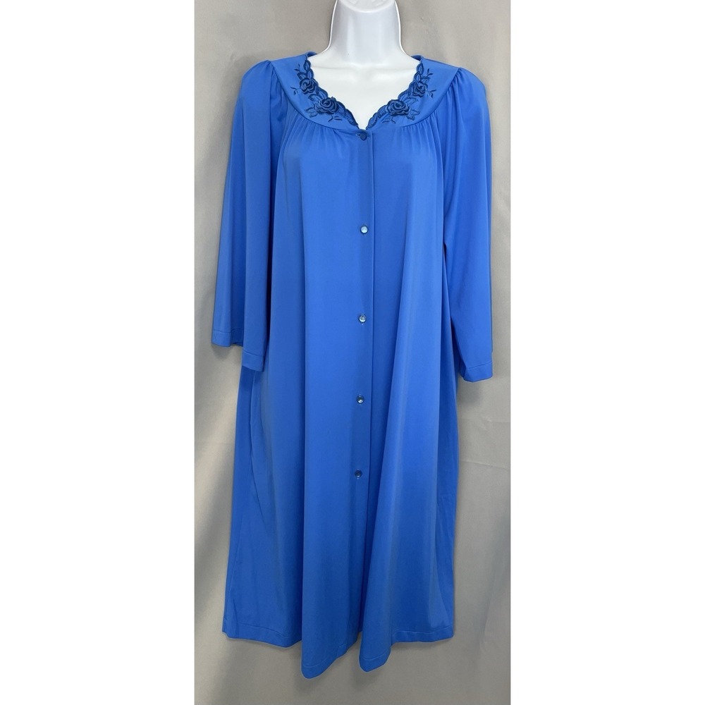 Vintage Shadowline Robe Size Small Button Down  Blue‎ Medium Made USA